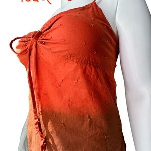 New York & Company camisole all cotton ombré beaded size 14 zipper orange/brown